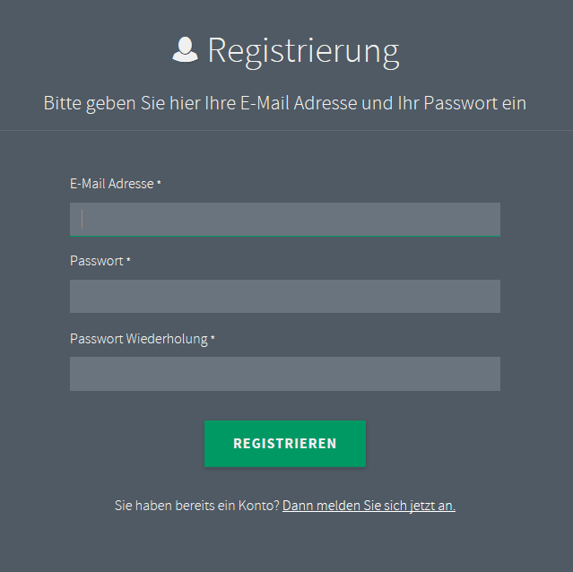 Maske Registrierung für das E-Paper