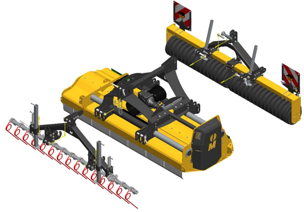 Module der MüthingAgriline-Mulchkombi in  aufgelöster Bauweise als  CAD Zeichnung