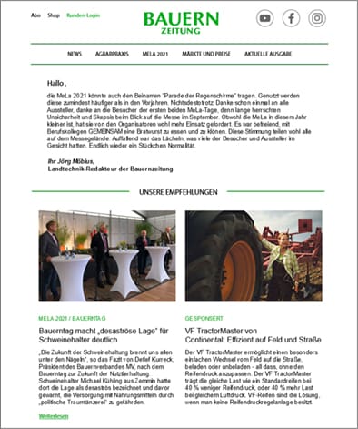 Werben im Bauernzeitung-Newsletter
