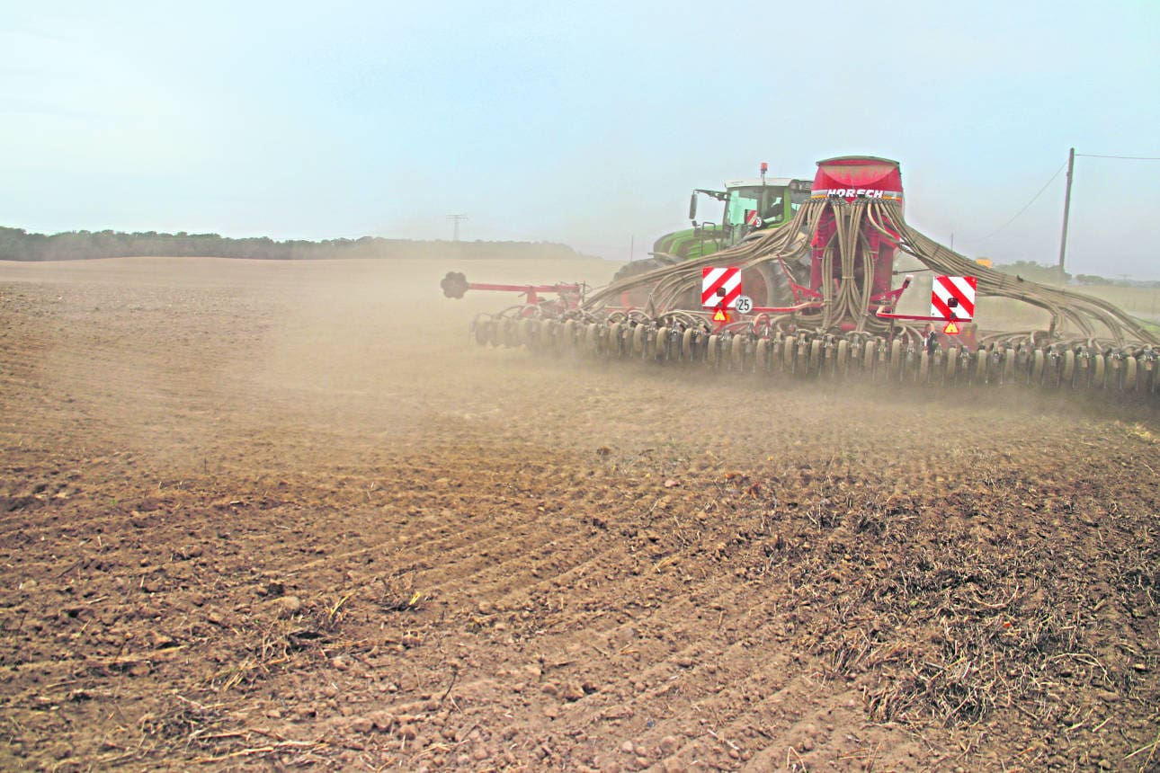 Agrofarm_eG_Luessow_Maehdruschernte_ Aussaat Der Boden ist nach wie vor staubtrocken und benötigt dringend Regen, ebenso wie die Neusaat.
