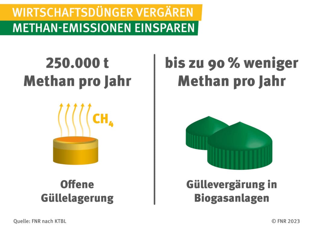 Klimaschutzeffekt: Wirtschaftsdünger in Biogasanlagen