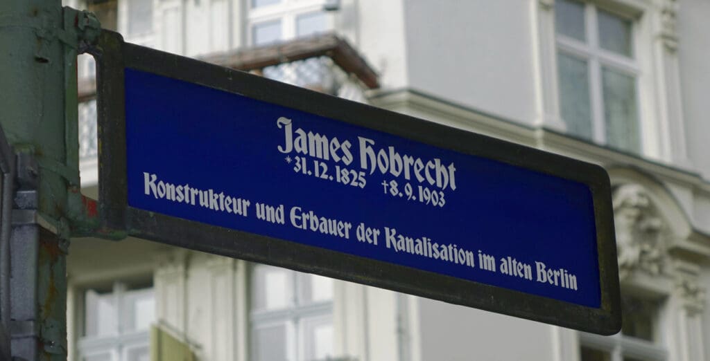 Straßenschild der Hobrechtstrasse in Berlin Neukölln