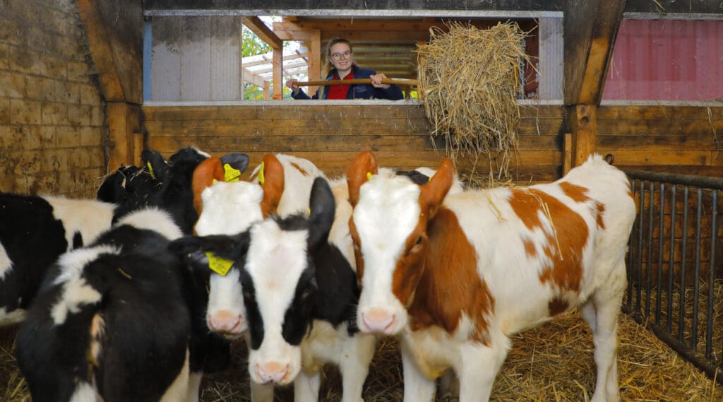 Maria Brouwer bei der Fütterung