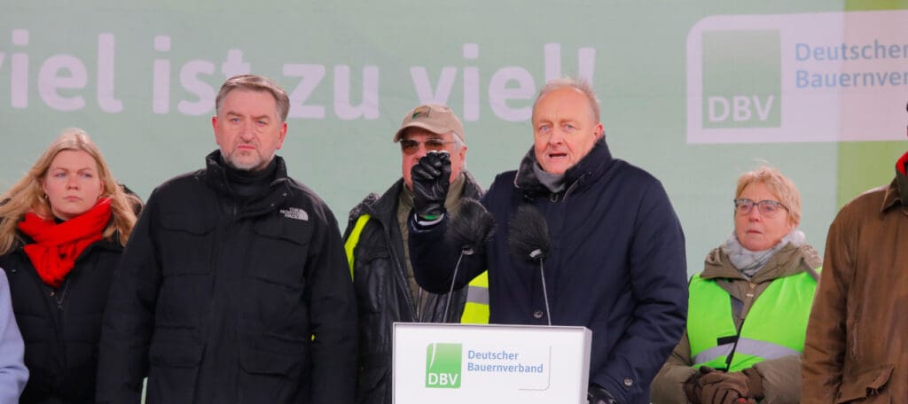 Joachim Rukwied bei der Kundgebung in Berlin
