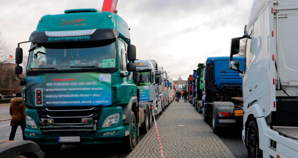 Krafttransporte bei der Bauerndemo in Berlin am 15. Januar 2024