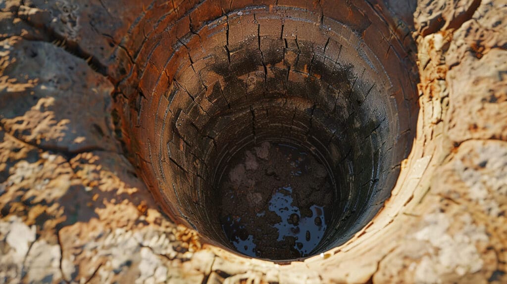 Wasser Brandenburg: Blick in einen trockenen Brunnen
